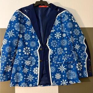 Men's Blue Snowflake Suit Jacket